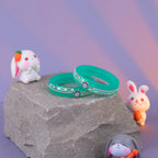 Girls Turquoise Green Designer Bangles with Cute Teddy Bear Charms & Silver-Tone Detailing | Stylish Party Wear Jewellery