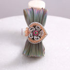925 Sterling Silver Rose Gold Floral Mesh Cuff Bracelet with Multi-Color Stones for Women | Adjustable Luxury Statement Bracelet | 7 Gram