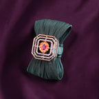 925 Sterling Silver Rose Gold Octagonal Floral Mesh Cuff Bracelet with Ruby Stone for Women | Adjustable Luxury Statement Bracelet | 7.5 Gram