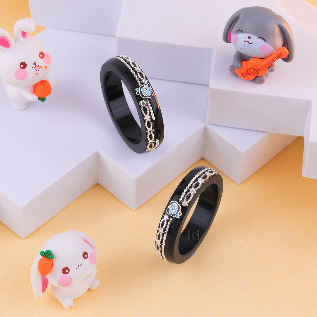 Girls' Black Chilled Bangles with Rose Gold & Silver-Tone Embellishments – Designer Fashion Jewellery