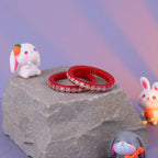Girls' Red Designer Bangles with Silver Floral Embellishments – Traditional Party Wear Bangle Set