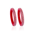 Girls' Red Designer Bangles with Silver Geometric Embellishments – Stylish Traditional Bangle Set