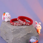 Girls' Red Designer Bangles with Silver-Tone Floral & Geometric Embellishments – Traditional Party Wear Kada Set