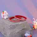 Women's & Girls Red Designer Bangles with Silver-Tone Floral Embellishments | Traditional Ethnic Jewelry