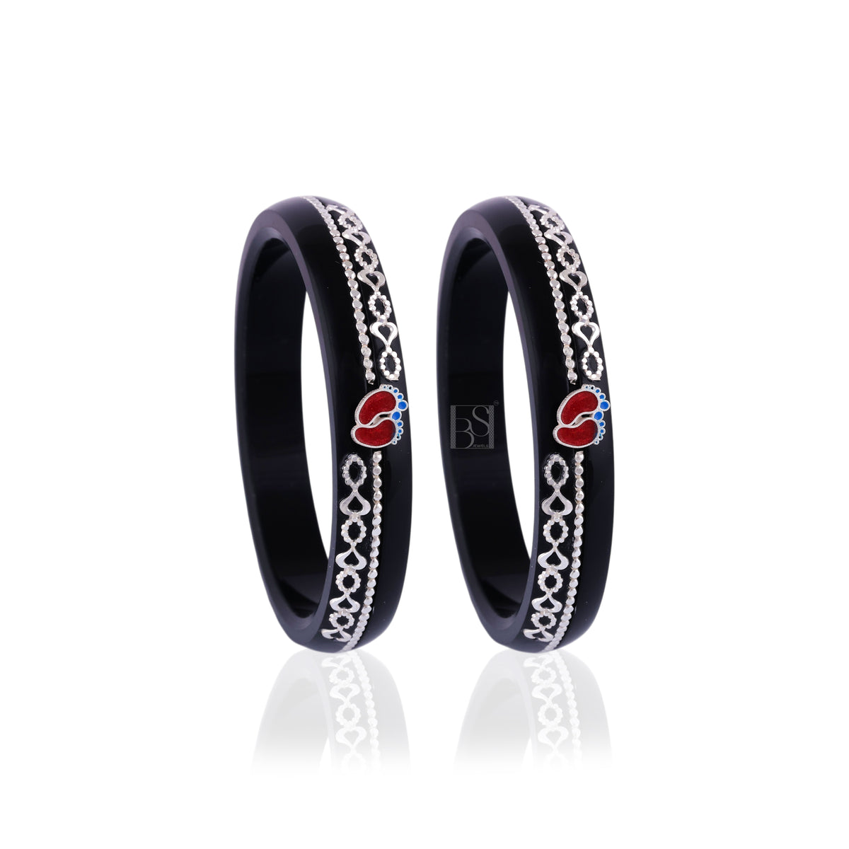 Girls' Black Chilled Bangles with Rose Gold & Silver-Tone Heart Embellishments – Designer Fashion Jewellery