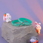 Girls' Turquoise Bangles with Rose Gold & Silver-Tone Embellishments – Stylish Kids' Fashion Jewellery