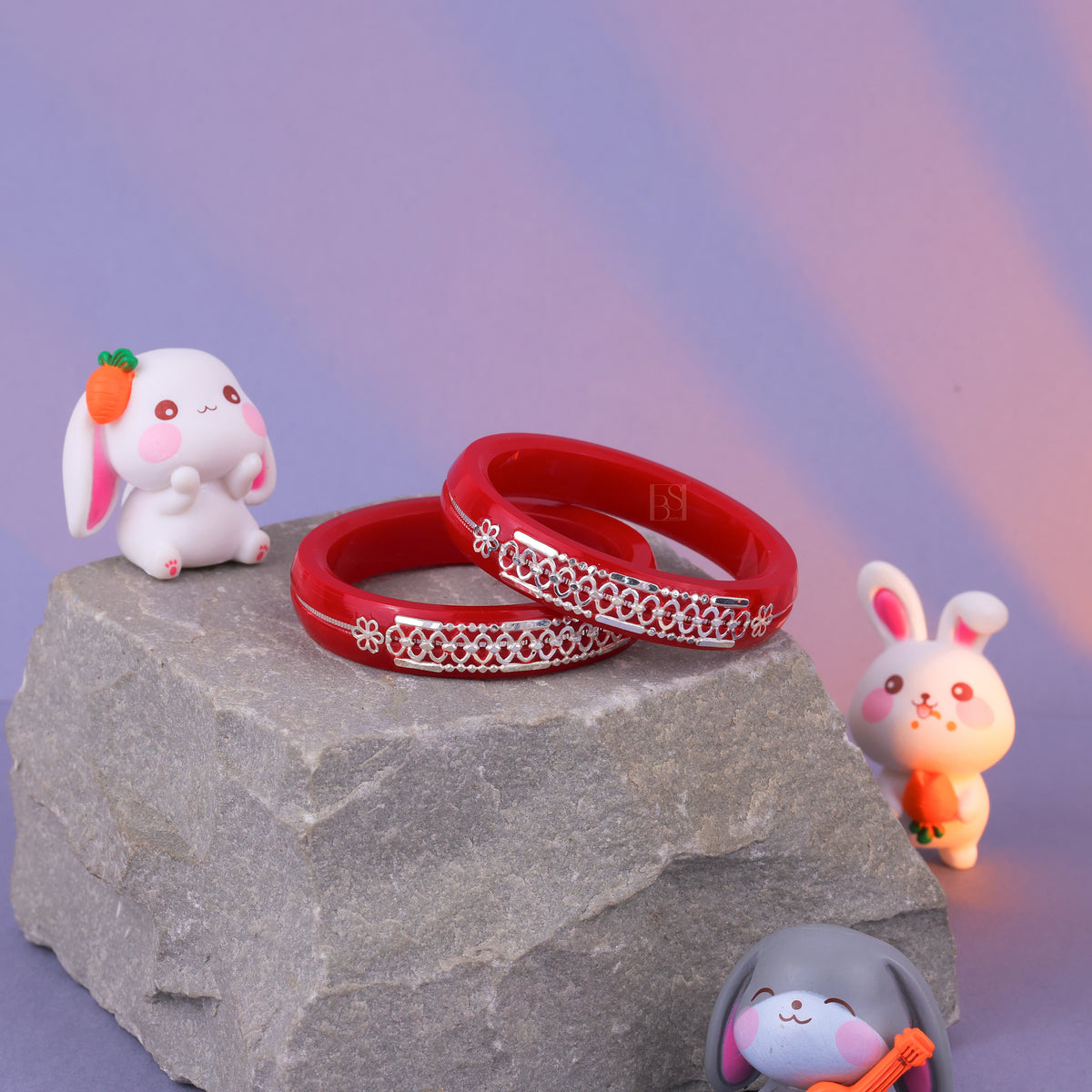 Red Designer Bangles for Girls & Women with Silver-Tone Embellishments | Traditional Ethnic Jewelry