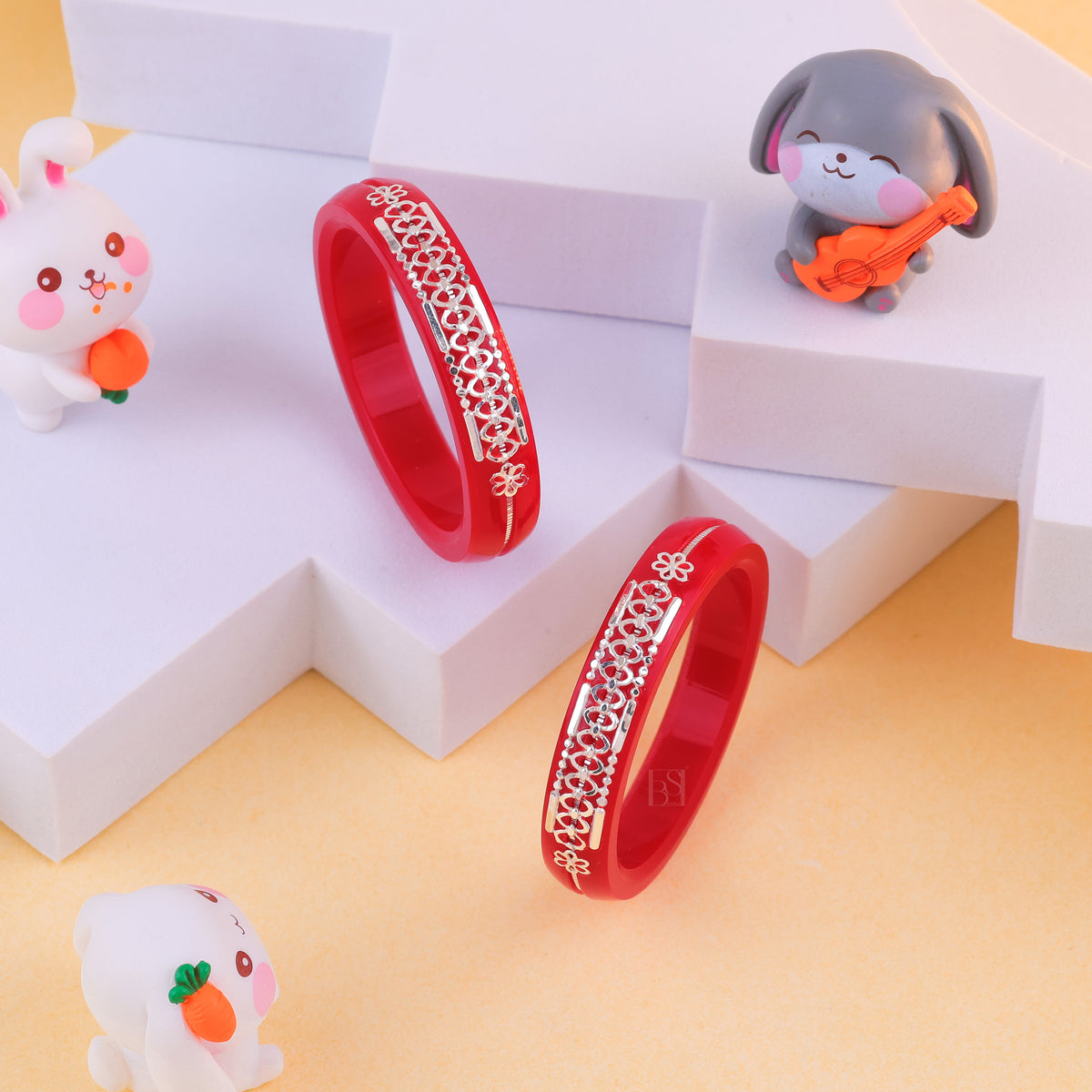 Red Designer Bangles for Girls & Women with Silver-Tone Embellishments | Traditional Ethnic Jewelry