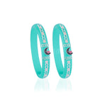Girls Turquoise Green & Silver Designer Bangles with Moon and Star Charm – Stylish Fashion Jewellery