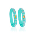 Turquoise & Silver Designer Bangles for Girls & Women | Moon & Star Embellished Bangle Set