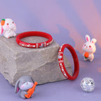 Women's Red Designer Bangles with Silver-Tone Moon & Star Charms – Traditional Ethnic Fashion Jewellery