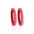 Girls' Red Designer Bangles with Silver Floral Embellishments – Traditional Party Wear Bangle Set