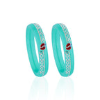 Girls Turquoise Green Designer Bangles with Silver-Tone Heart Charms – Stylish Traditional & Party Wear Jewellery