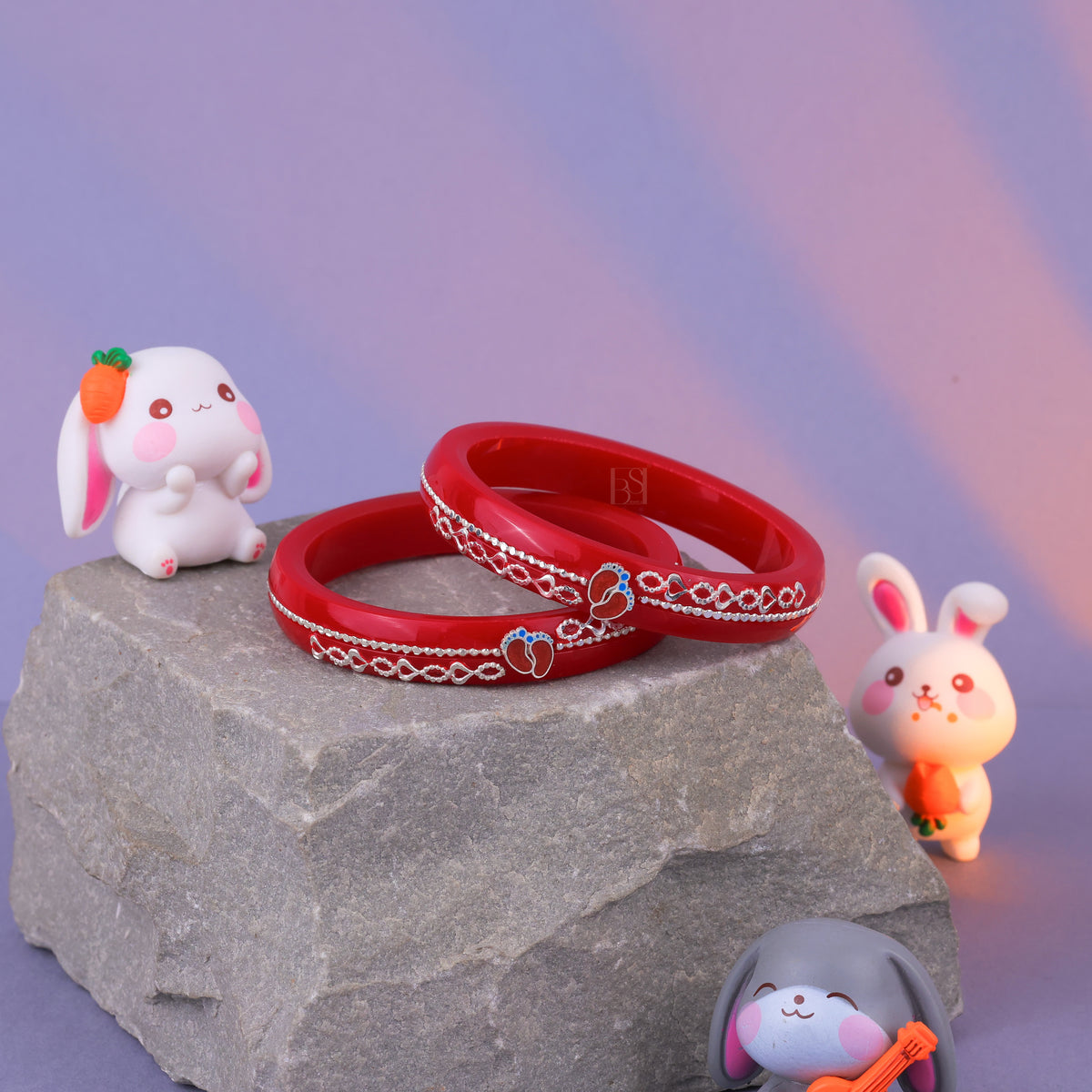 Red Designer Bangles for Girls with Silver-Tone Beaded Detailing | Traditional Fashion Jewellery