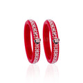 Red Designer Bangles for Girls with Silver-Tone Cartoon Face Detailing – Traditional Fashion Jewellery
