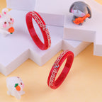 Red Designer Bangles for Girls with Silver-Tone Beaded Detailing | Traditional Fashion Jewellery