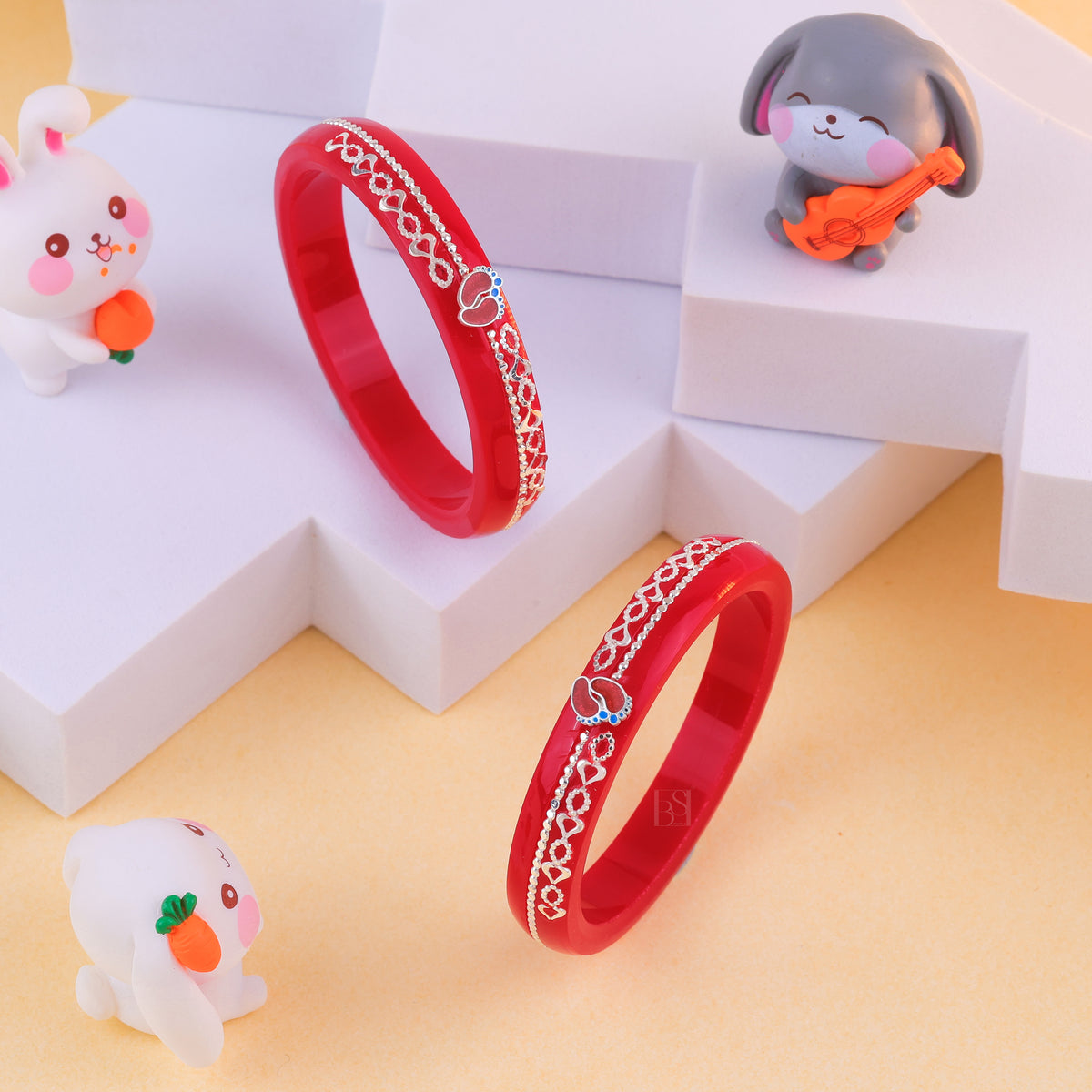Red Designer Bangles for Girls with Silver-Tone Beaded Detailing | Traditional Fashion Jewellery