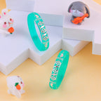 Girls' Turquoise Chilled Bangles with Rose Gold & Silver-Tone Floral Embellishments