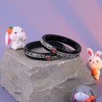 Girls' Black Chilled Bangles with Rose Gold & Silver-Tone Heart Embellishments – Designer Fashion Jewellery