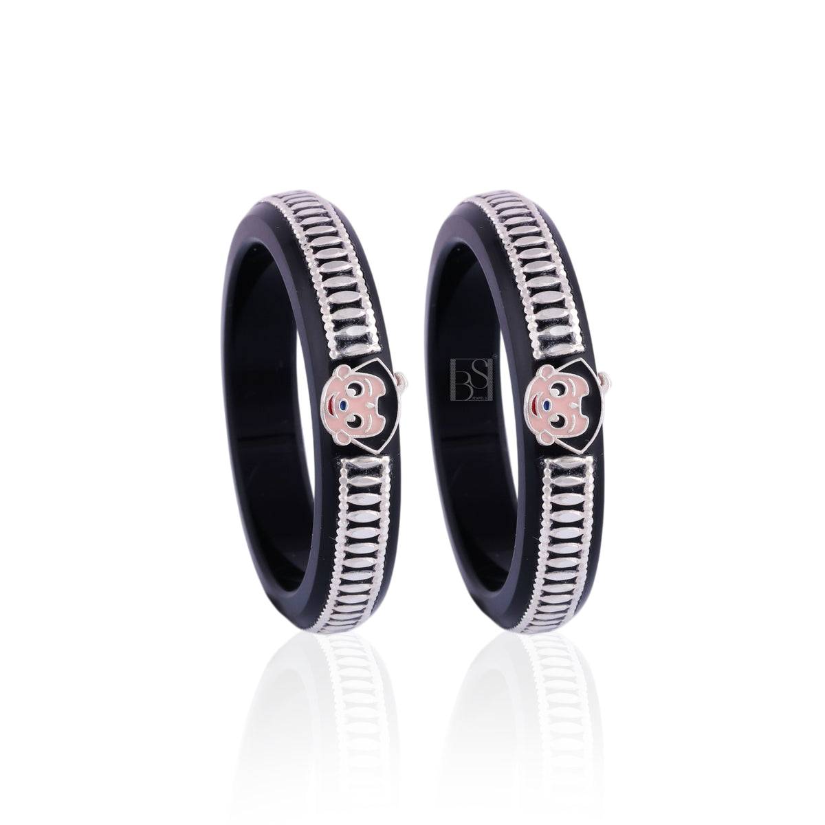 Girls' Black Chilled Bangles with Rose Gold & Silver-Tone Embellishments – Designer Fashion Jewellery