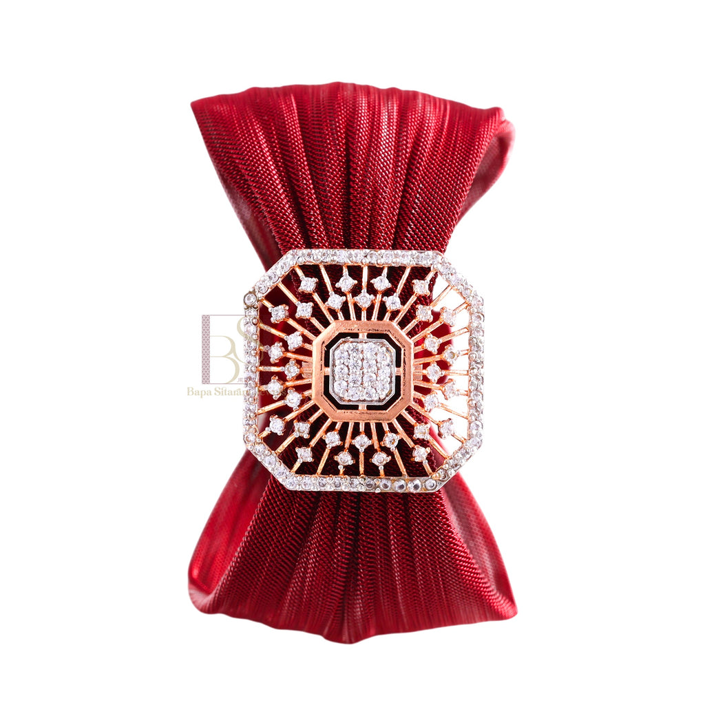 925 Sterling Silver Rose Gold Octagonal Mesh Cuff Bracelet for Women | Adjustable Luxury Statement Bracelet | 7.5 Gram