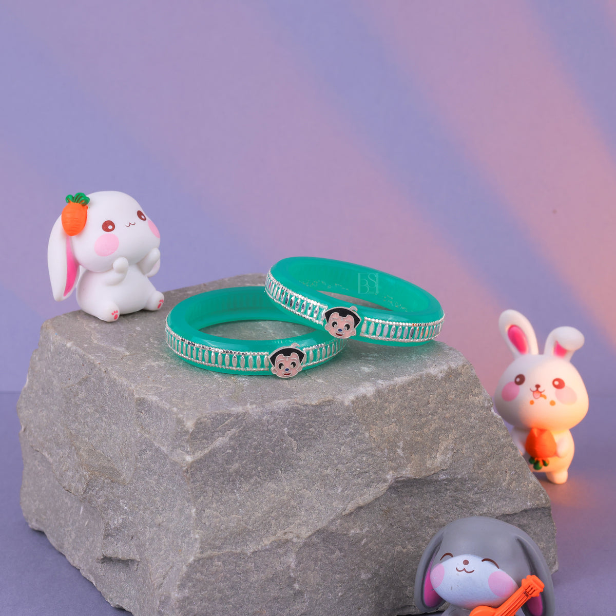 Girls Chilled Bangles with Rose Gold & Silver Finish | Cute Cartoon Design