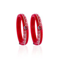 Red Designer Bangles for Girls with Silver-Tone Beaded Detailing | Traditional Fashion Jewellery