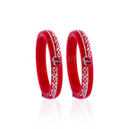 Red Designer Bangles for Girls with Silver-Tone Beaded Detailing | Traditional Fashion Jewellery