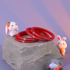 Girls Red Designer Bangles with Silver-Tone Flower Charms | Stylish Traditional & Party Wear Jewellery