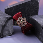 925 Sterling Silver Rose Gold Floral Mesh Cuff Bracelet with Green Stone for Women | Adjustable Luxury Bracelet | 7.5 Gram