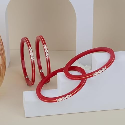 1 Gram With 925 Silver Pola Bangles and 22 Carate With 0.100 mil Gold | Silver & Gold Kada For Women | Gifting & Ethnic Wear Jewelry | Perfect Weddings & Festivals Gift For Women | Set of 4 | BPJ_18 |
