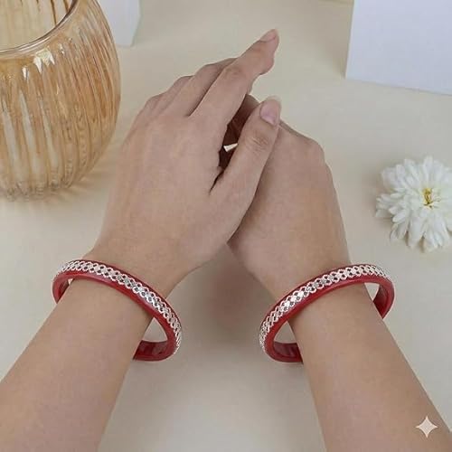 925 Silver Pola Bangles | Silver Kada For Women | Gifting & Ethnic Wear Jewelry | Pair of Bangles | Perfect Weddings & Festivals Gift For Women | Set of 2 | BPJ_011 |
