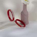925 Sterling Silver & 22K Gold Plated Red Pola Bangles with Geometric Inlay | Traditional Silver Kada for Women | Ethnic WeddingJewelry | Set of 2 | BPJ_28