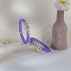 925 Sterling Silver Purple Pola Bangles for Women | Traditional Lavender Kada with Silver Wire Work | Ethnic Jewelry Gift for Festivals | Set of 2 (BPJ_20)