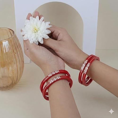 1 Gram With 925 Silver Pola Bangles and 22 Carate With 0.100 mil Gold | Silver & Gold Kada For Women | Gifting & Ethnic Wear Jewelry | Perfect Weddings & Festivals Gift For Women | Set of 4 | BPJ_18 |