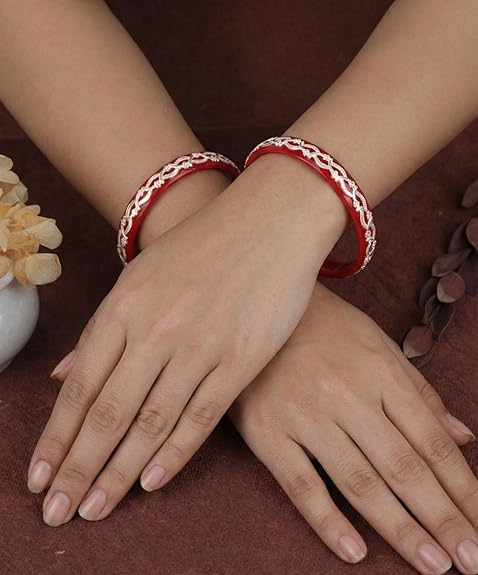 925 Silver Pola Bangles | Silver Kada For Women | Gifting & Ethnic Wear Jewelry | Pair of Bangles | Perfect Weddings & Festivals Gift For Women | Set of 2 | BPJ_008 |