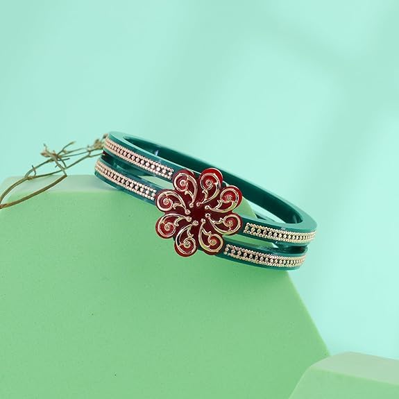 Bapa Sitaram Jewels |Women's Luxury 925 Sterling Silver Rose Gold Kada | Sophisticated Geometric Pattern Open Cuff Bracelet | Elegant Designer Wristwear for Women | BPJ_36