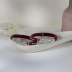 925 Sterling Silver Maroon Pola Bangles with Majestic Peacock Motif | Traditional Silver Kada for Women | Ethnic Bridal & Wedding Jewelry | Set of 2 | BPJ_027