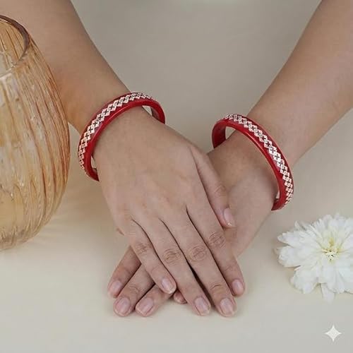 925 Silver Pola Bangles | Silver Kada For Women | Gifting & Ethnic Wear Jewelry | Pair of Bangles | Perfect Weddings & Festivals Gift For Women | Set of 2 | BPJ_010 |