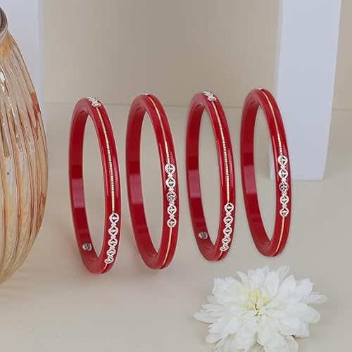 1 Gram With 925 Silver Pola Bangles and 22 Carate With 0.100 mil Gold | Silver & Gold Kada For Women | Gifting & Ethnic Wear Jewelry | Perfect Weddings & Festivals Gift For Women | Set of 4 | BPJ_17 |