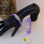 925 Sterling Silver Purple Pola Bangles for Women | Traditional Lavender Kada with Silver Wire Work | Ethnic Jewelry Gift for Festivals | Set of 2 (BPJ_20)