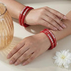 1 Gram With 925 Silver Pola Bangles and 22 Carate With 0.100 mil Gold | Silver & Gold Kada For Women | Gifting & Ethnic Wear Jewelry | Perfect Weddings & Festivals Gift For Women | Set of 4 | BPJ_17 |