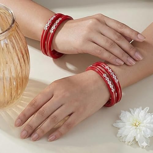 1 Gram With 925 Silver Pola Bangles and 22 Carate With 0.100 mil Gold | Silver & Gold Kada For Women | Gifting & Ethnic Wear Jewelry | Perfect Weddings & Festivals Gift For Women | Set of 4 | BPJ_17 |