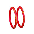 Gold Pola Bangles for Women | Traditional Red Bengali Pola Chudi with Gold Zigzag Design | Handmade Lightweight Ethnic Bangles for Wedding Festival & Daily Wear