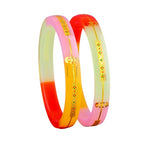 Gold Pola Bangles for Women | Multicolor Pastel Bengali Pola Chudi with Gold Foil Design | Handmade Traditional Ethnic Bangles | Lightweight Wedding Festival & Daily Wear Jewelry