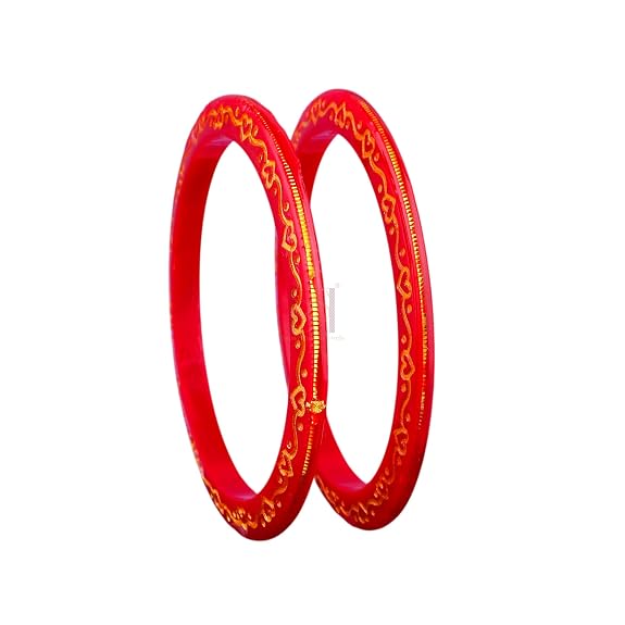 Gold Pola Bangles for Women Elegant Handcrafted Bangles Pair for Wedding Puja Daily Ethnic Style
