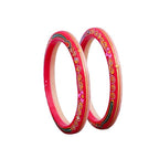 Gold Pola Bangles for Women | Traditional Pink Bengali Pola Chudi with Floral Gold Foil Design | Handmade Ethnic Wedding Festival Bangles | Lightweight Designer Jewelry