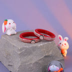 Girls' Red Chilled Bangles with Rose Gold & Silver-Tone Detailing – Stylish Designer Fashion Jewellery
