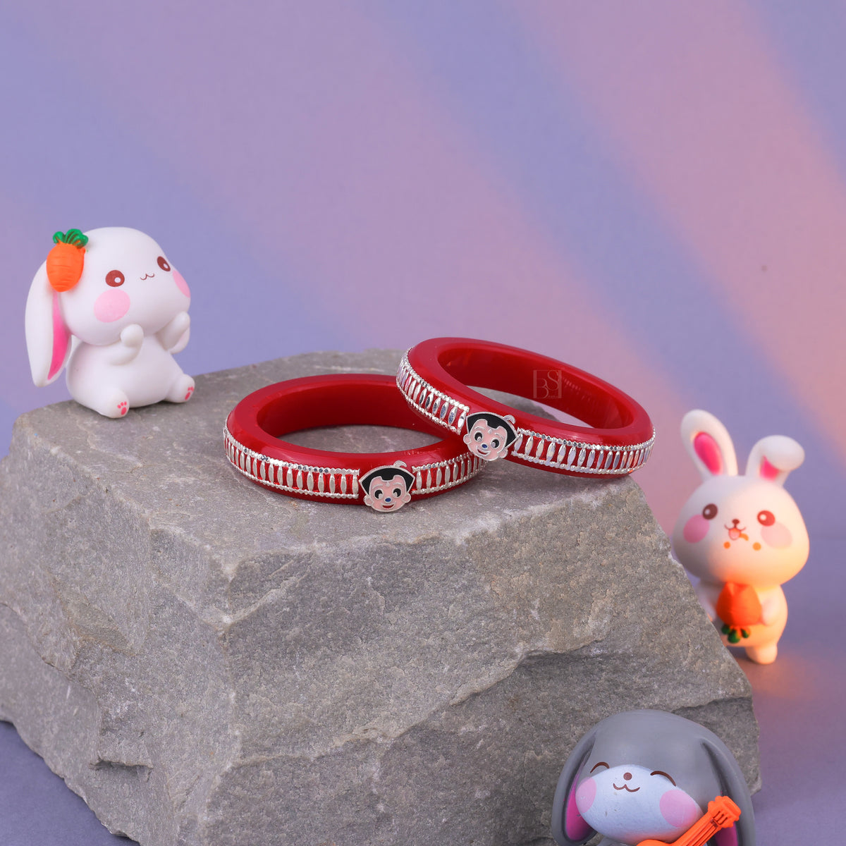 Girls' Red Chilled Bangles with Rose Gold & Silver-Tone Detailing – Stylish Designer Fashion Jewellery
