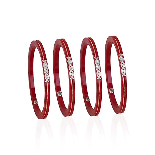 1 Gram With 925 Silver Pola Bangles and 22 Carate With 0.100 mil Gold | Silver & Gold Kada For Women | Gifting & Ethnic Wear Jewelry | Perfect Weddings & Festivals Gift For Women | Set of 4 | BPJ_18 |